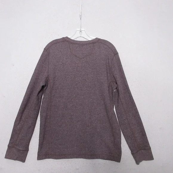 Eddie Bauer Henley Shirt‎ Men Brown Waffle Knit Button Preppy Base Layer Comfort - Picture 3 of 10